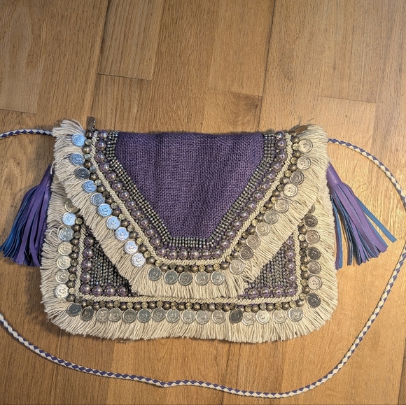 SHASHI Handbags - Revolve SHASHI Purple Embellished Boho Purse